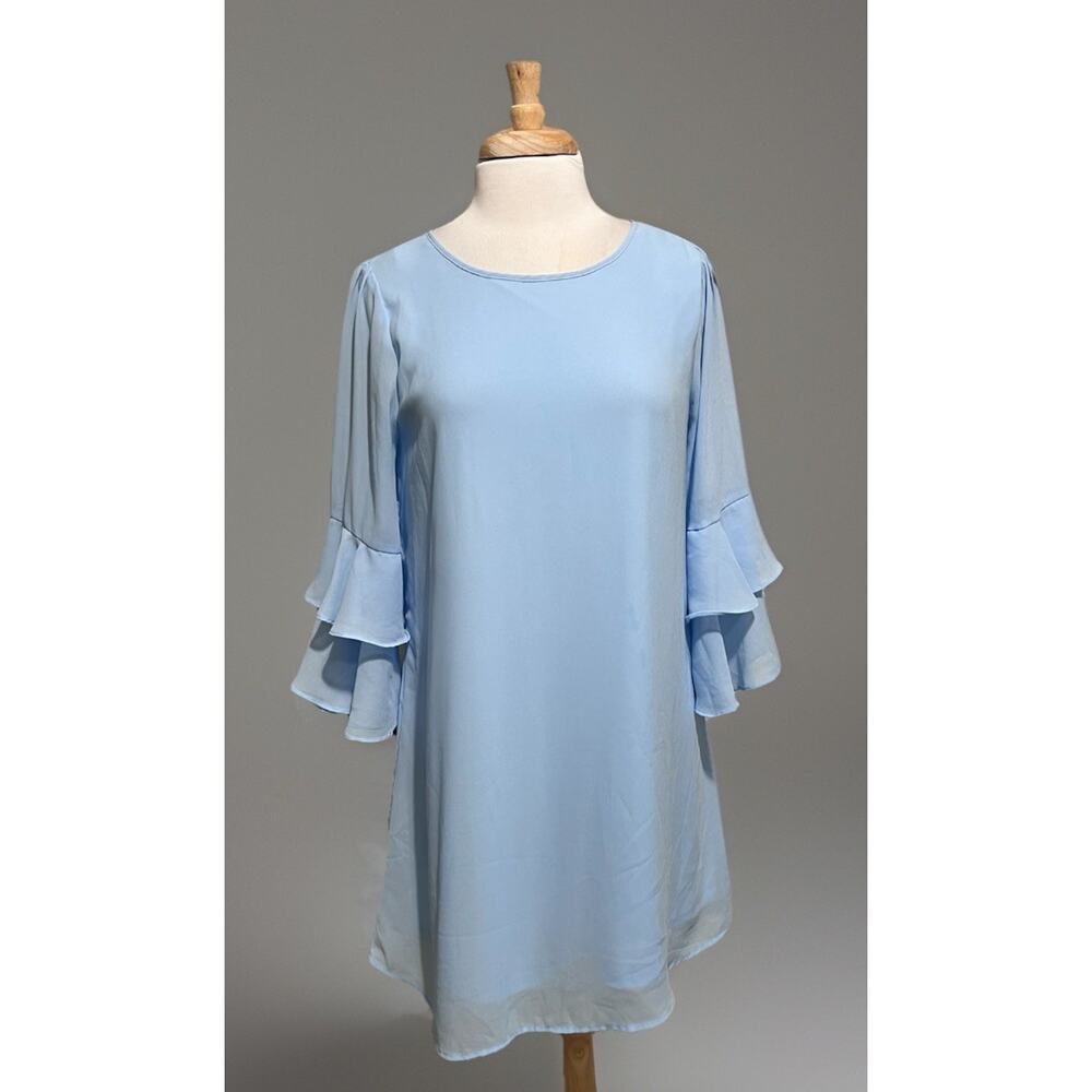 Andree by Unit Dress Women's M Baby Blue Chiffon Ruffle Easter Spring Wedding